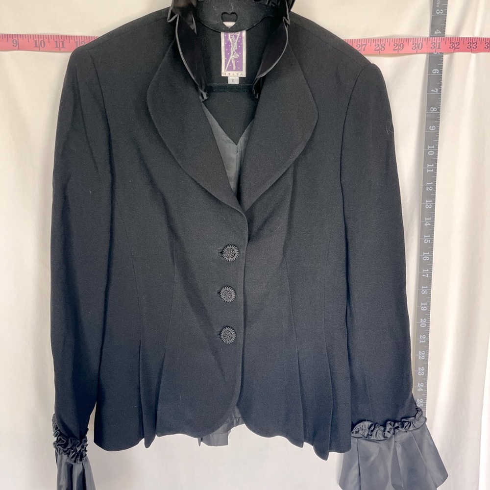 Vintage Fancy Tuxedo Blazer - Satin Ruffles & Pleating